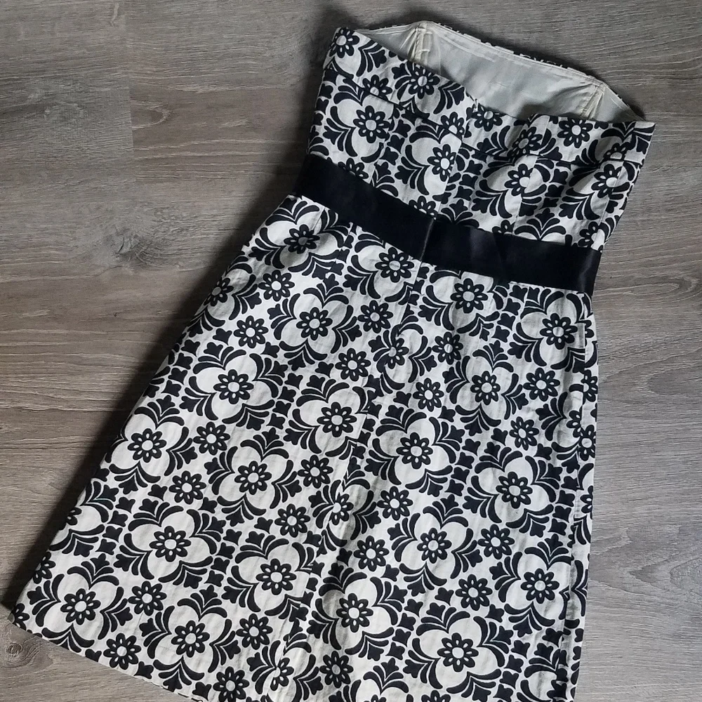 Lilly Pulitzer Black Paisley Strapless Dress Sz 6 - Picture 4 of 7